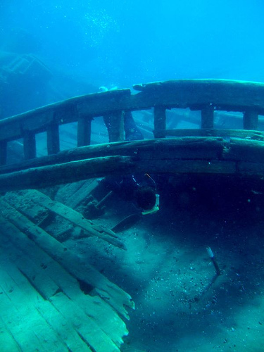Divers examine 19th century shipwreck